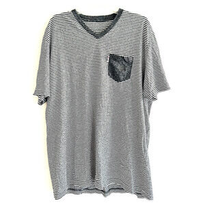 Psycho Bunny | Men's Gray Short Sleeve V-Neck Striped T-Shirt Size 8
